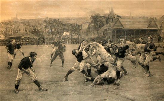 After William Heysman Overend (American, 1851-1898) A Football Match Association Game and A Football Match (Rugby) England v Scotland,